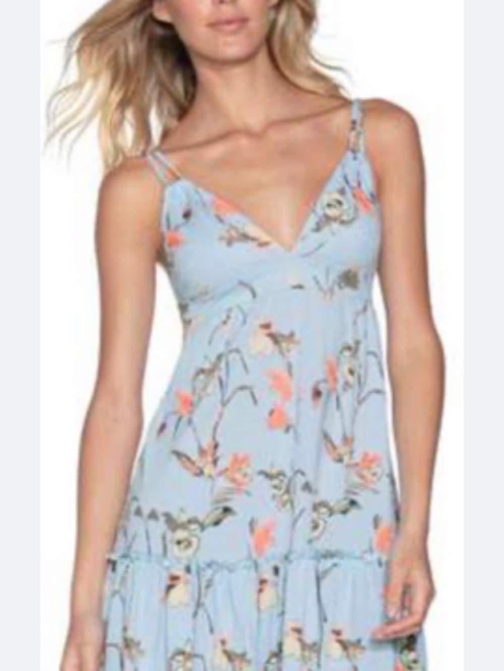Maaji Light Blue Floral Tie-Strap Summer Dress